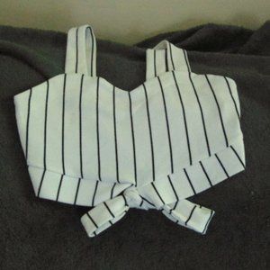 White with Black Pin Stripe Crop Top